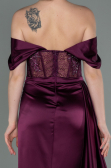 Kirschrot Abendkleid Satin Lang ABU2087