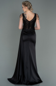 Abendkleid Lang Satin Schwarz ABU3161