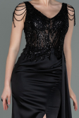Abendkleid Lang Satin Schwarz ABU3161