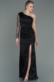 Abendkleid Lang Satin Schwarz ABU3162