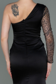 Abendkleid Lang Satin Schwarz ABU3162