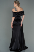 Schwarz Abendkleid Satin Lang ABU2893