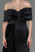 Schwarz Abendkleid Satin Lang ABU2893