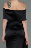 Schwarz Abendkleid Satin Lang ABU2893
