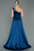 Abendkleid Lang Satin Marineblau ABU2933