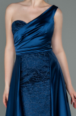 Abendkleid Lang Satin Marineblau ABU2933