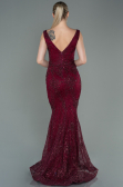 Abendkleid im Meerjungfrau-Stil Lang Weinrot ABU3178