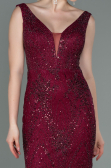 Abendkleid im Meerjungfrau-Stil Lang Weinrot ABU3178
