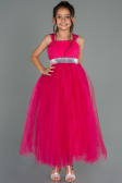 Fuchsie Abendkleid Für Kinder Lang ABU3031