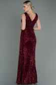 Abendkleid Lang Schuppig Weinrot ABU3201