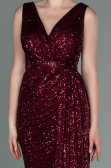 Abendkleid Lang Schuppig Weinrot ABU3201