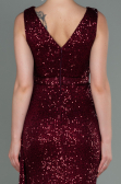 Abendkleid Lang Schuppig Weinrot ABU3201
