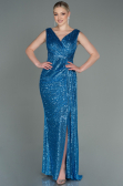 Abendkleid Lang Schuppig Indigo ABU3201