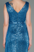 Abendkleid Lang Schuppig Indigo ABU3201