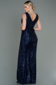 Abendkleid Lang Schuppig Marineblau ABU3201