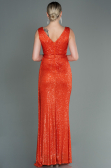Abendkleid Lang Schuppig Orange ABU3201