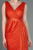 Abendkleid Lang Schuppig Orange ABU3201