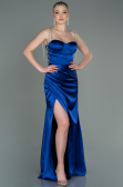 Abschlusskleid Lang Satin Sächsischblau ABU3198