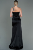 Abschlusskleid Lang Satin Schwarz ABU3198