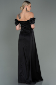 Schwarz Verlobungskleid Satin Lang ABU1606