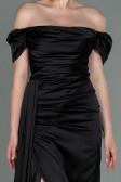Schwarz Verlobungskleid Satin Lang ABU1606