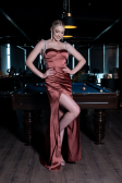 Abschlusskleid Lang Satin Zimtfarben ABU3198