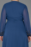Indigo Abendgarderobe İn Großen Größen Chiffon Lang ABU3075