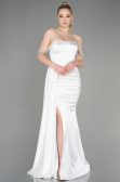 Weiß Abendkleid Satin Lang ABU2618