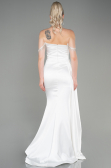 Weiß Abendkleid Satin Lang ABU2618
