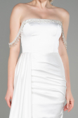 Weiß Abendkleid Satin Lang ABU2618