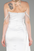 Weiß Abendkleid Satin Lang ABU2618