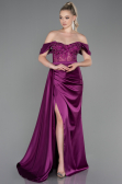 Pflaume Abendkleid Satin Lang ABU2087