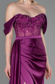 Pflaume Abendkleid Satin Lang ABU2087