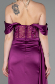 Pflaume Abendkleid Satin Lang ABU2087