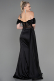 Abendkleid Lang Satin Schwarz ABU2087