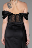 Abendkleid Lang Satin Schwarz ABU2087