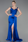 Abendkleid Lang Satin Sächsischblau ABU3235