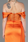 Orange Abendkleid Satin Lang ABU2087