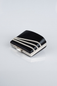 Abendtasche Verputz Schwarz-Silber SH822