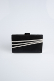 Schwarz-Silber Abendtasche Verputz SH819