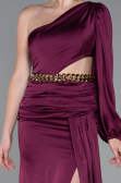 Pflaume Abschlusskleid Satin Lang ABU2625
