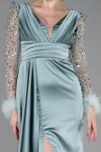 Minzgrün Abendkleid Satin Lang ABU3080