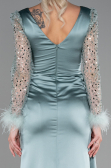 Minzgrün Abendkleid Satin Lang ABU3080