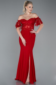 Abendkleid im Meerjungfrau-Stil Lang Spitze Rot ABU2581