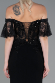 Abendkleid im Meerjungfrau-Stil Lang Spitze Schwarz ABU2581