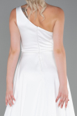Abendkleid Lang Satin Weiß ABU2933