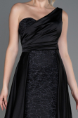 Abendkleid Lang Satin Schwarz ABU2933