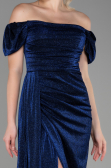 Marineblau Abendkleid Lang ABU2657