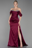 Kirschrot Abendkleid Satin Lang ABU2661