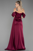 Kirschrot Abendkleid Satin Lang ABU2661